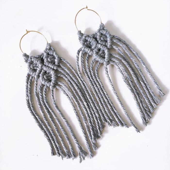 Long Bohemian Cotton and Wool Tassel Earrings for Unique Style