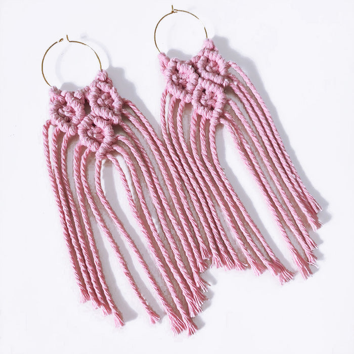 Long Bohemian Cotton and Wool Tassel Earrings for Unique Style