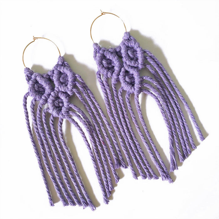 Long Bohemian Cotton and Wool Tassel Earrings for Unique Style