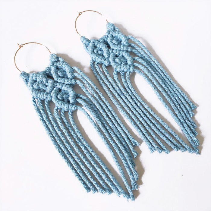 Long Bohemian Cotton and Wool Tassel Earrings for Unique Style