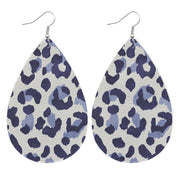 Leopard Print Leather Teardrop Earrings with Camouflage and Animal Print Designs - wallojewerly 