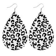 Leopard Print Leather Teardrop Earrings with Camouflage and Animal Print Designs - wallojewerly 