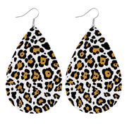 Leopard Print Leather Teardrop Earrings with Camouflage and Animal Print Designs - wallojewerly 