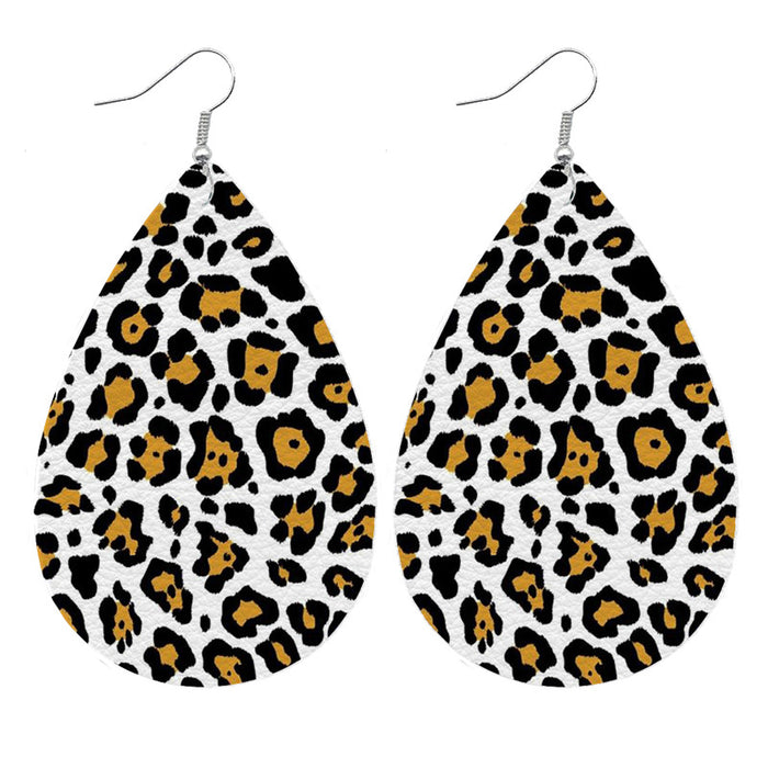 Pendientes de lágrima de cuero con estampado de leopardo y diseños de camuflaje y estampado animal