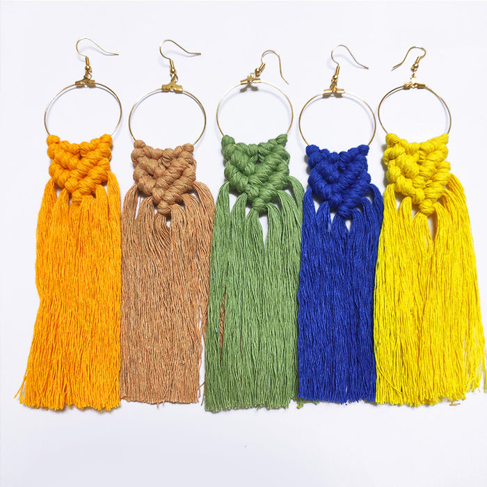 Handwoven Bohemian Tassel Earrings for Simple Ethnic Style