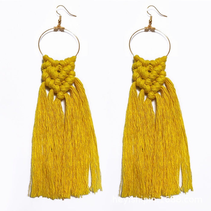 Handwoven Bohemian Tassel Earrings for Simple Ethnic Style