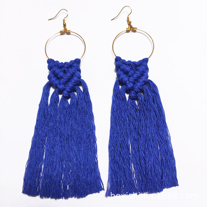 Handwoven Bohemian Tassel Earrings for Simple Ethnic Style