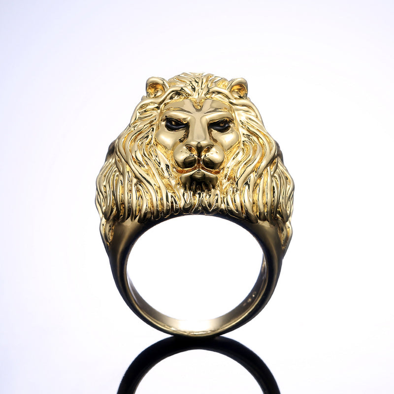 Anillo de cabeza de león, joyería de moda para hombres.