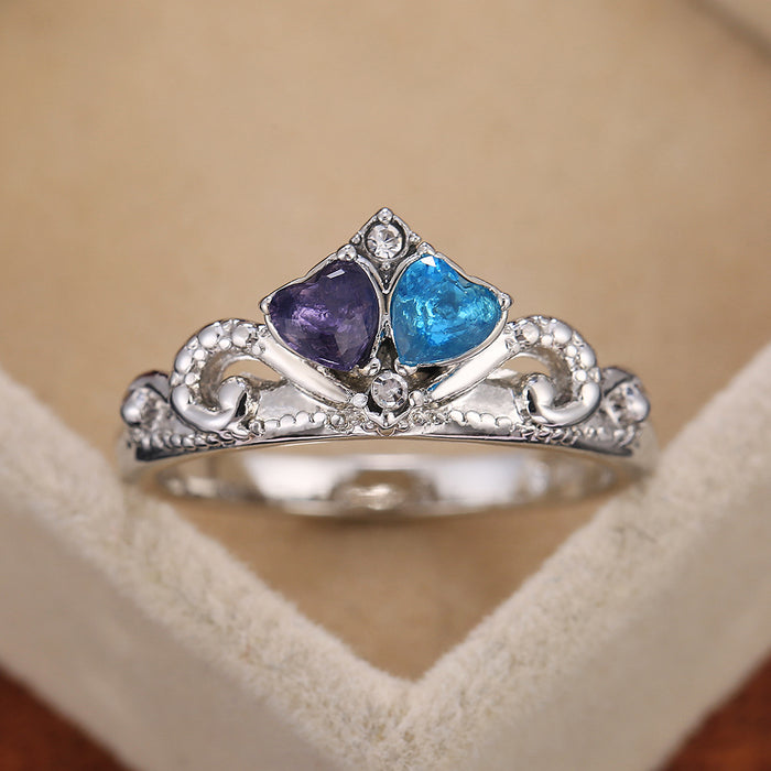 Blue Zirconia Heart Shaped Ring