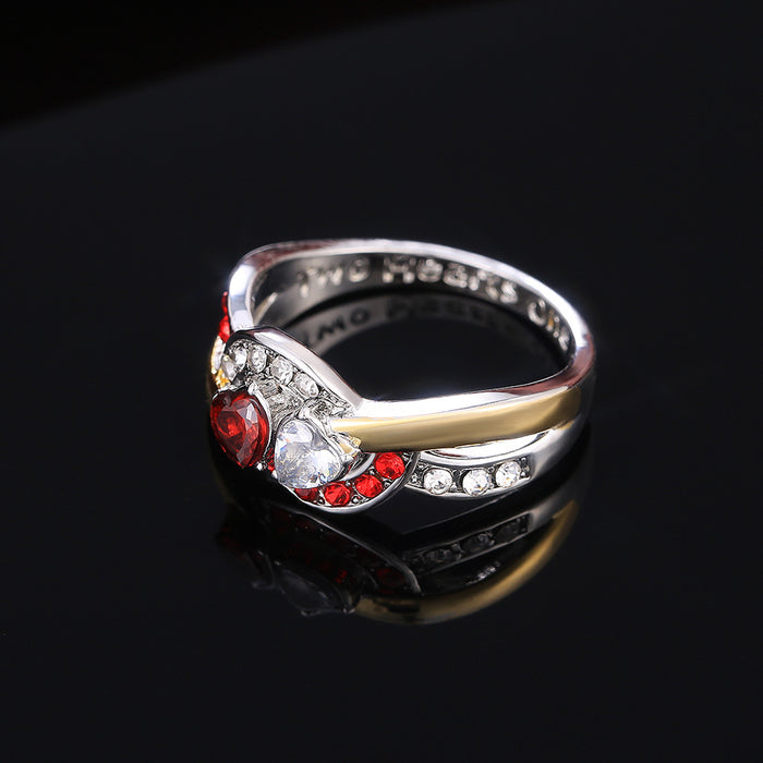 Anillo de circonitas tricolores con combinación de múltiples círculos