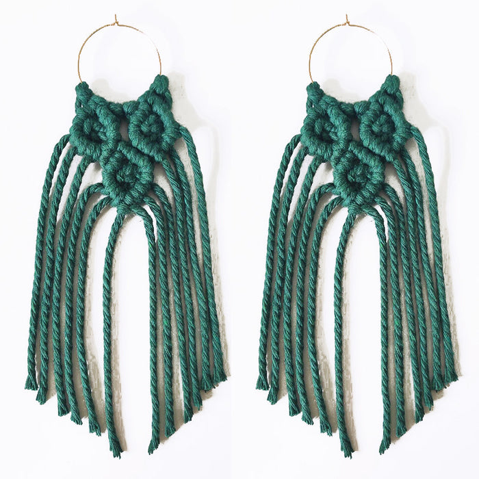 Long Bohemian Cotton and Wool Tassel Earrings for Unique Style