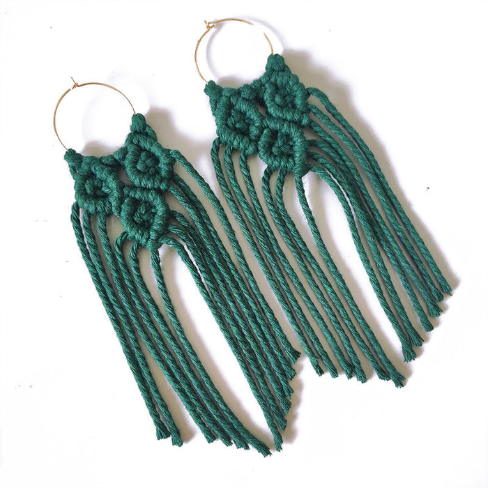 Long Bohemian Cotton and Wool Tassel Earrings for Unique Style