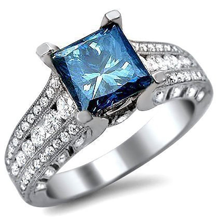 Anillo de mujer con diamantes de imitación y circonita azul