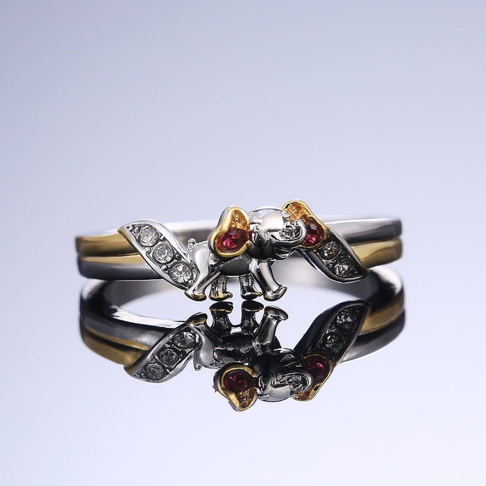 Creative and exquisite cartoon elephant ladies ring