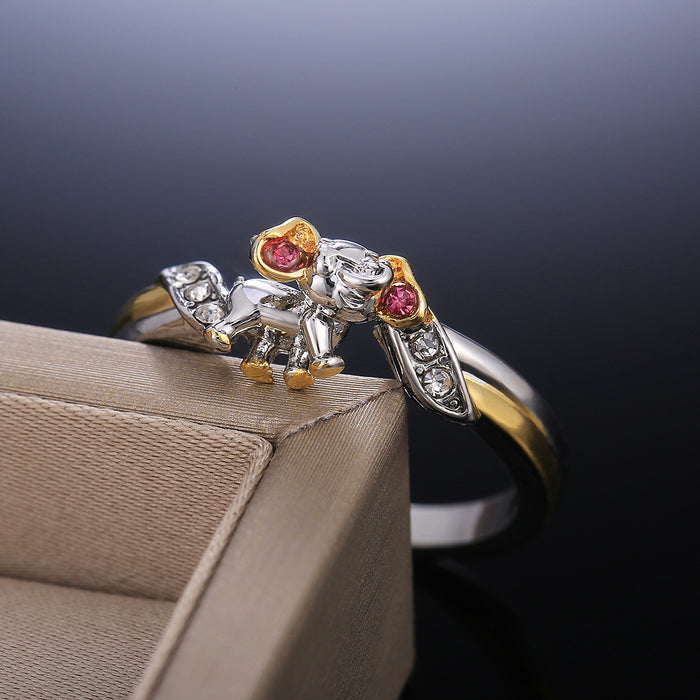 Creative and exquisite cartoon elephant ladies ring