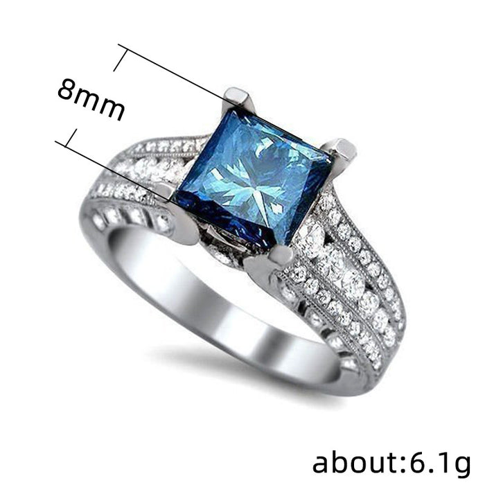 Anillo de mujer con diamantes de imitación y circonita azul