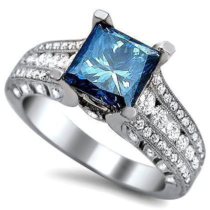 Anillo de mujer con diamantes de imitación y circonita azul