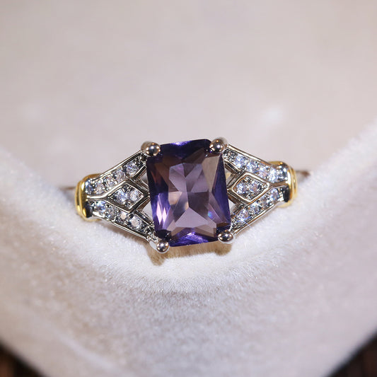 Lavender Topaz and Zircon Inlaid Ring eBay Hot Sale New Arrival