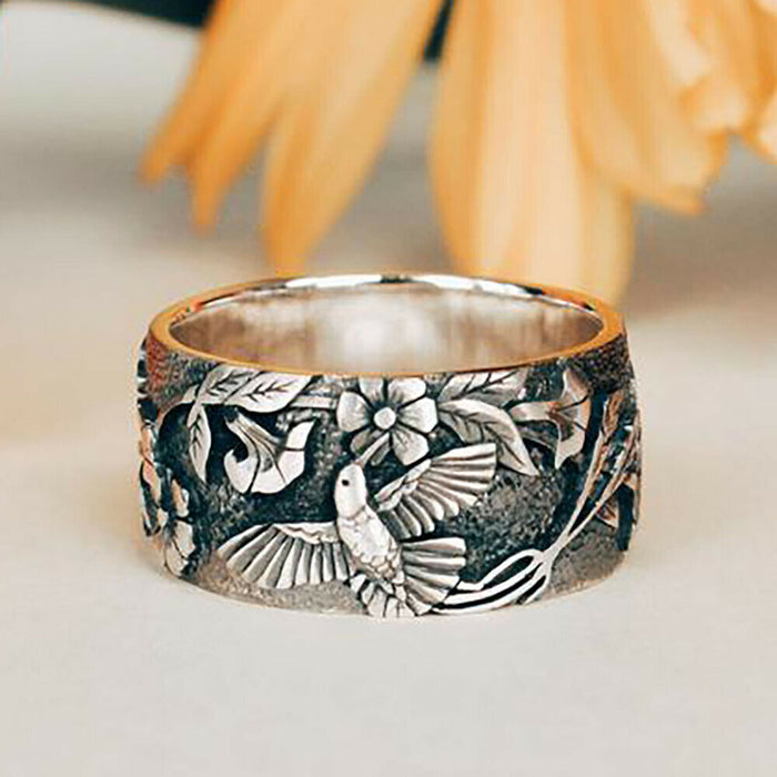 Flower vine pastoral scenery ring natural style accessories