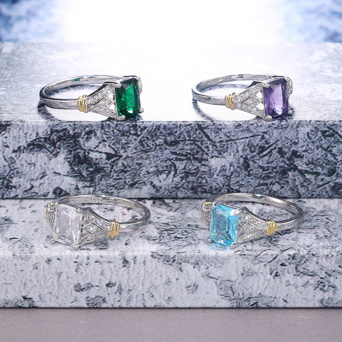 Lavender Topaz and Zircon Inlaid Ring New Arrival