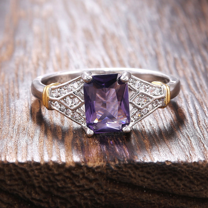 Lavender Topaz and Zircon Inlaid Ring New Arrival