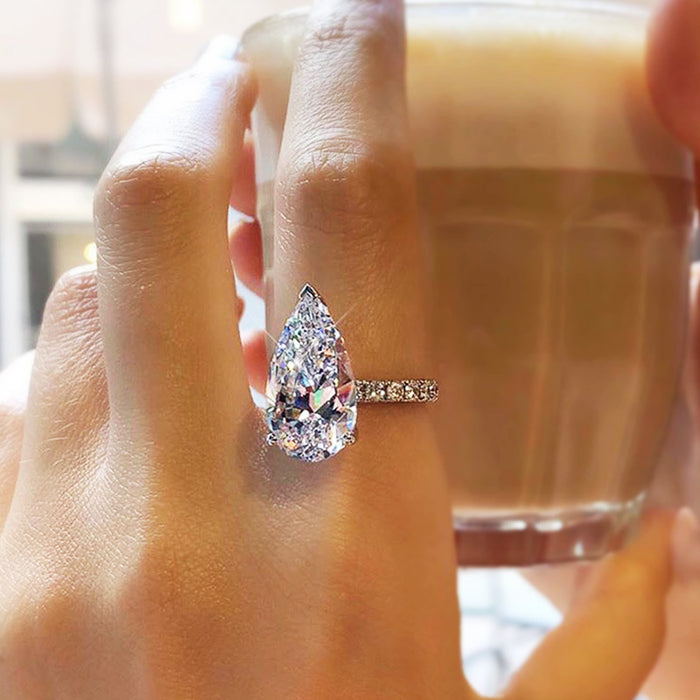 Anillo de circonita con centro de corazón de amor para mujer, joyería que combina con todo