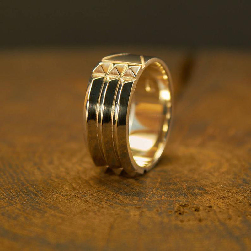 Anillo dorado sencillo, joyería de aleación de moda.