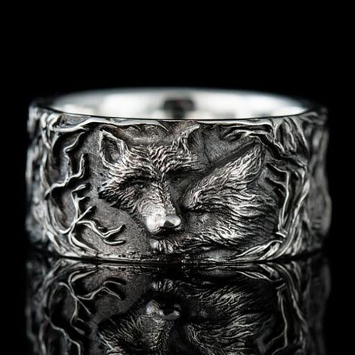 Retro wolf pattern alloy ring for men and women