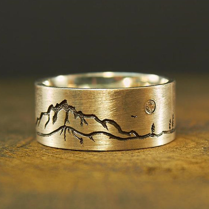 Minimalist Hill Sunrise Ring Unisex