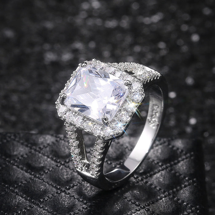 Classic square zircon copper ring wedding jewelry