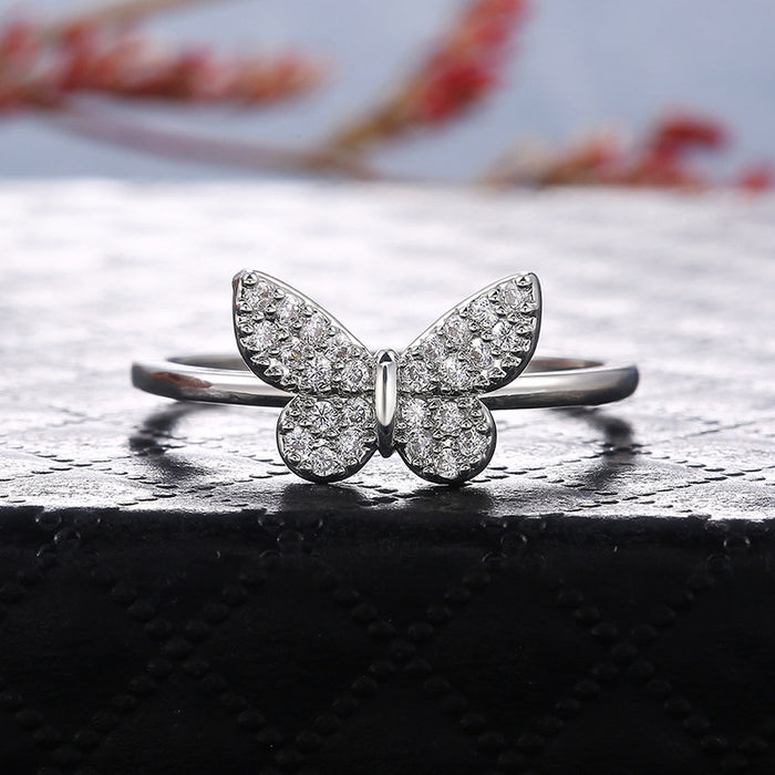 Zircon butterfly ring women's creative ring