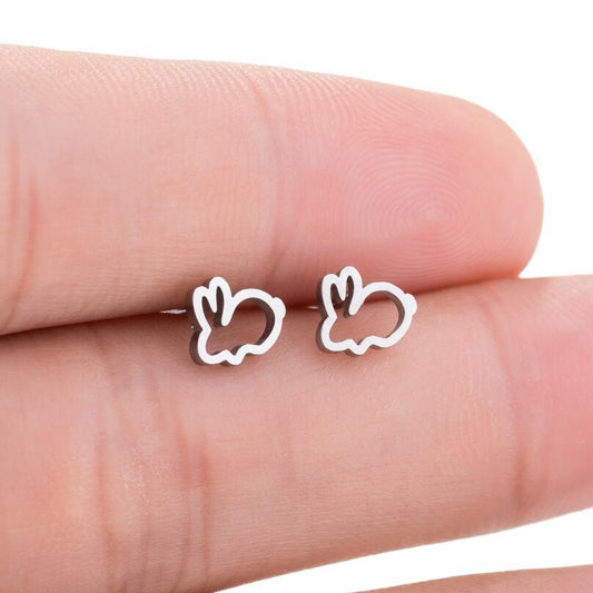 Mini rabbit earrings, new style sweet cute simple hollow earrings Korean fashion earrings wholesale