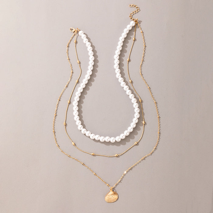 Fashionable Coin Short Necklace and Bracelet Set - Pearl Jewelry for Women