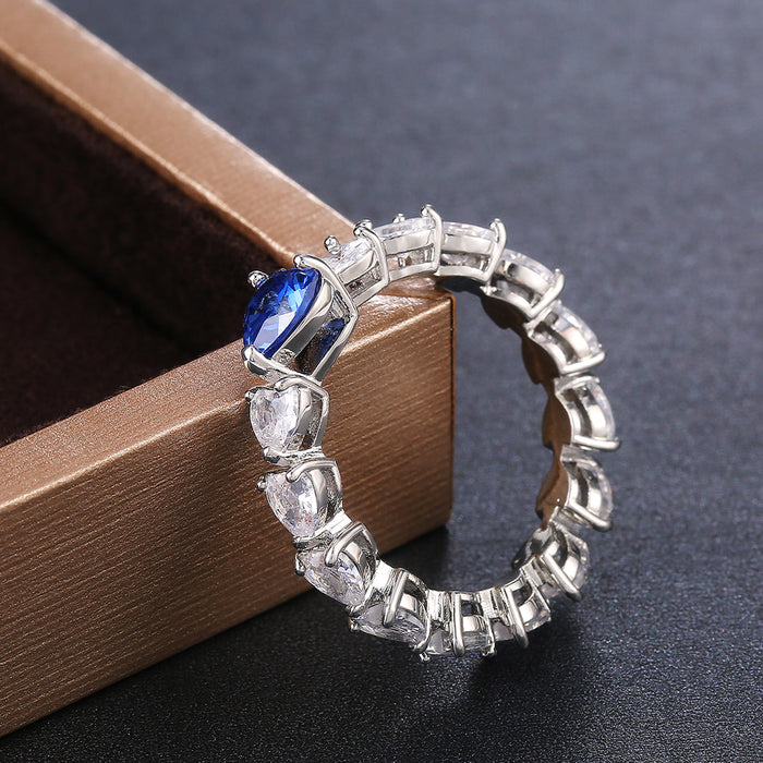 All-match zircon heart ring luxury full diamond jewelry