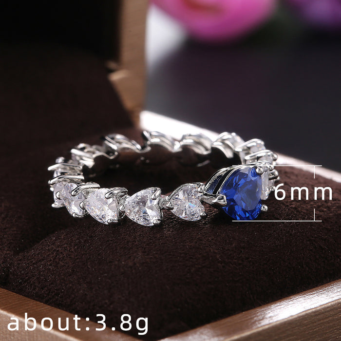 All-match zircon heart ring luxury full diamond jewelry