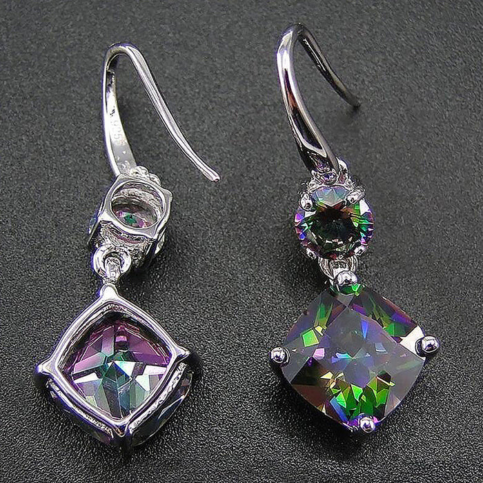 Exquisite colorful zircon geometric earrings for women