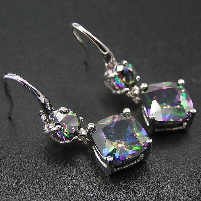 Exquisite colorful zircon geometric earrings for women