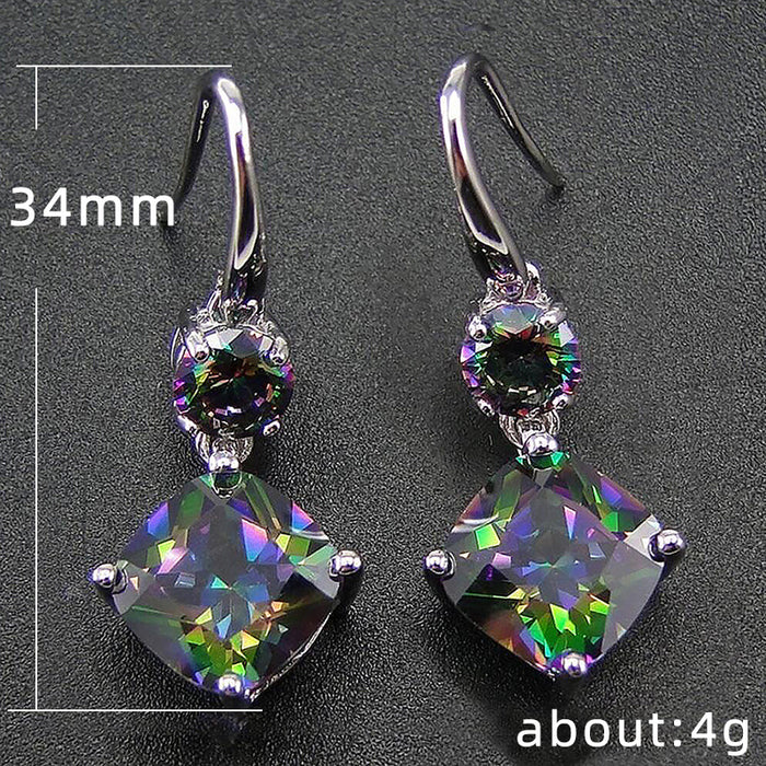 Exquisite colorful zircon geometric earrings for women