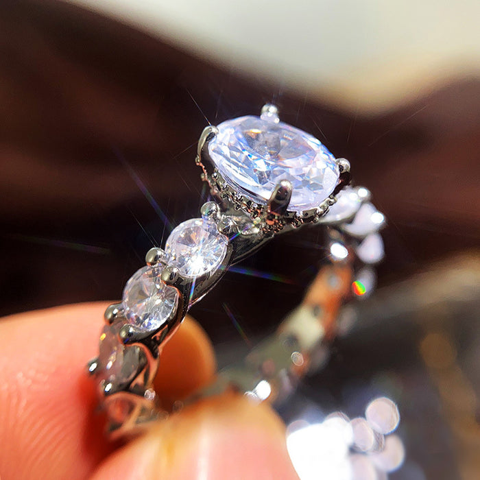 Women's ring with full diamond and zircon