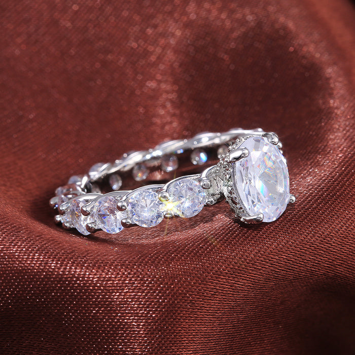 Women's ring with full diamond and zircon