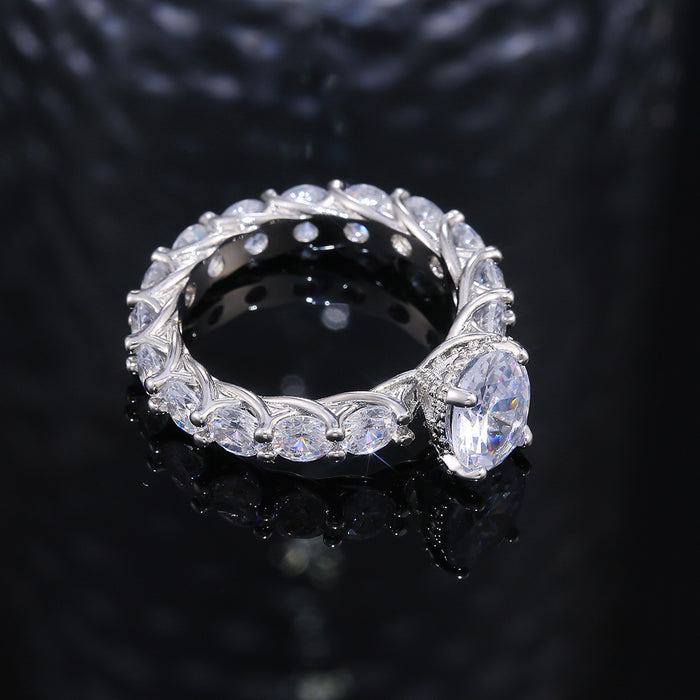 Women's ring with full diamond and zircon