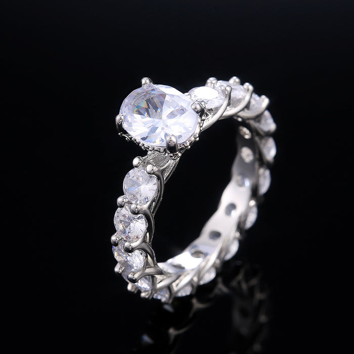 Women's ring with full diamond and zircon