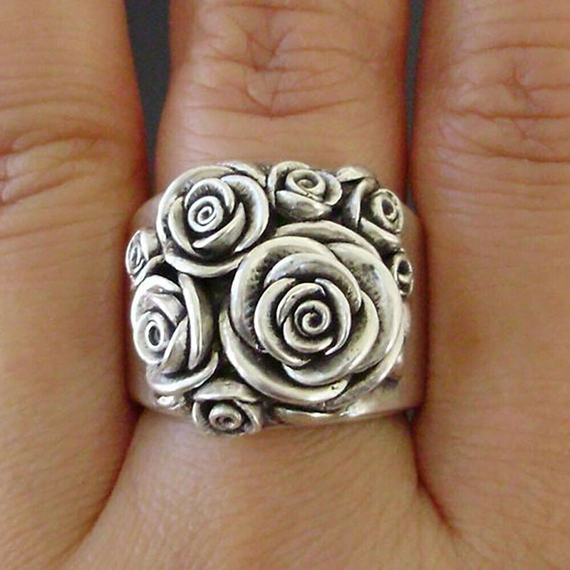 Anillo de mujer con flor de aleación