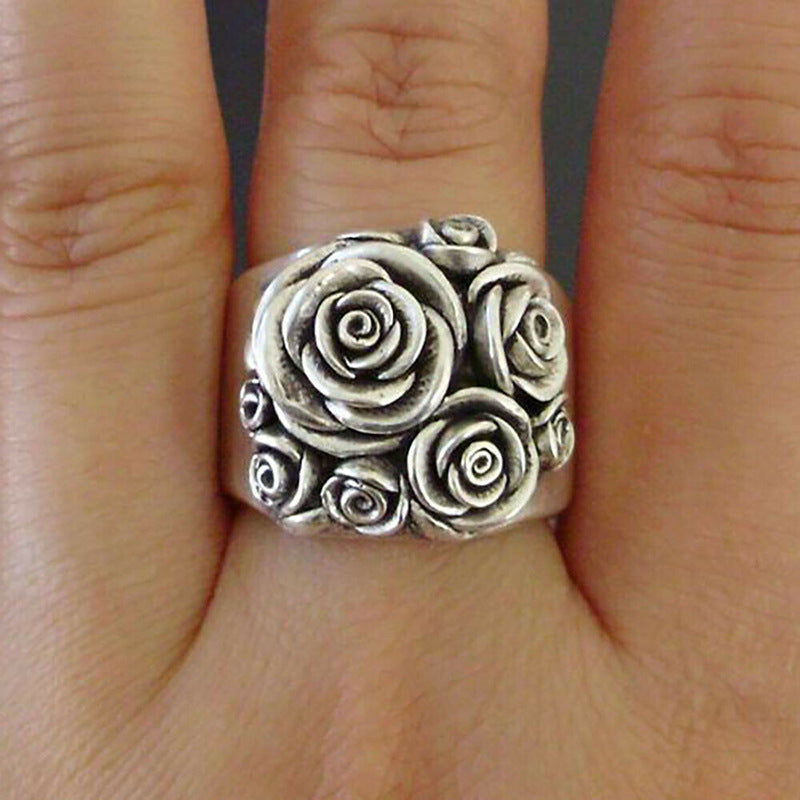 Anillo de mujer con flor de aleación