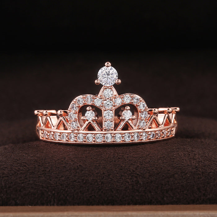 Anillo de compromiso elegante con corona para mujer, joyería de compromiso para boda