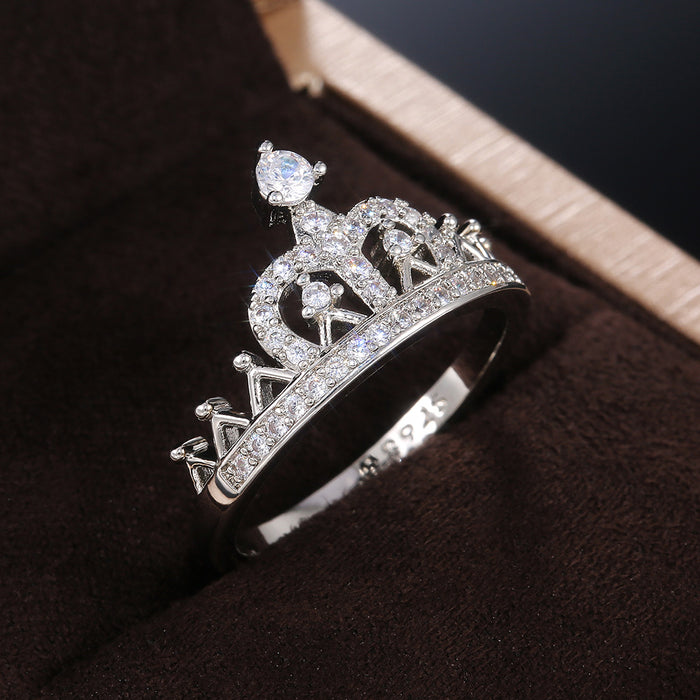 Anillo de compromiso elegante con corona para mujer, joyería de compromiso para boda