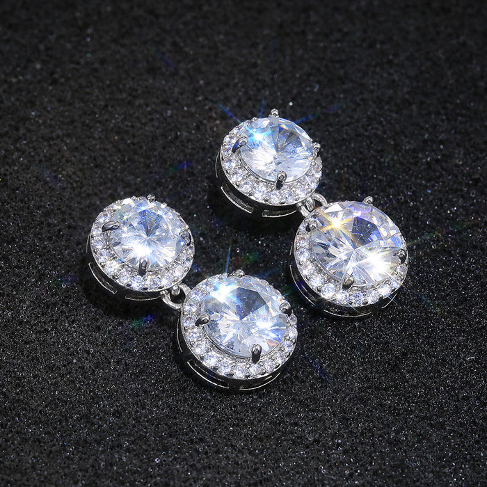 Exquisitos pendientes redondos de lujo para mujer con diamantes y circonitas.