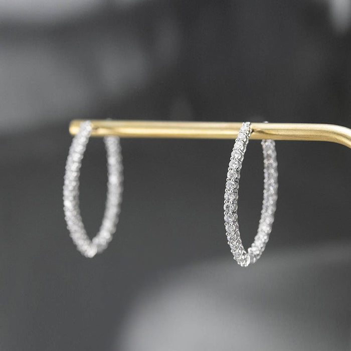 Big circle micro-inlaid zircon earrings net celebrity earrings