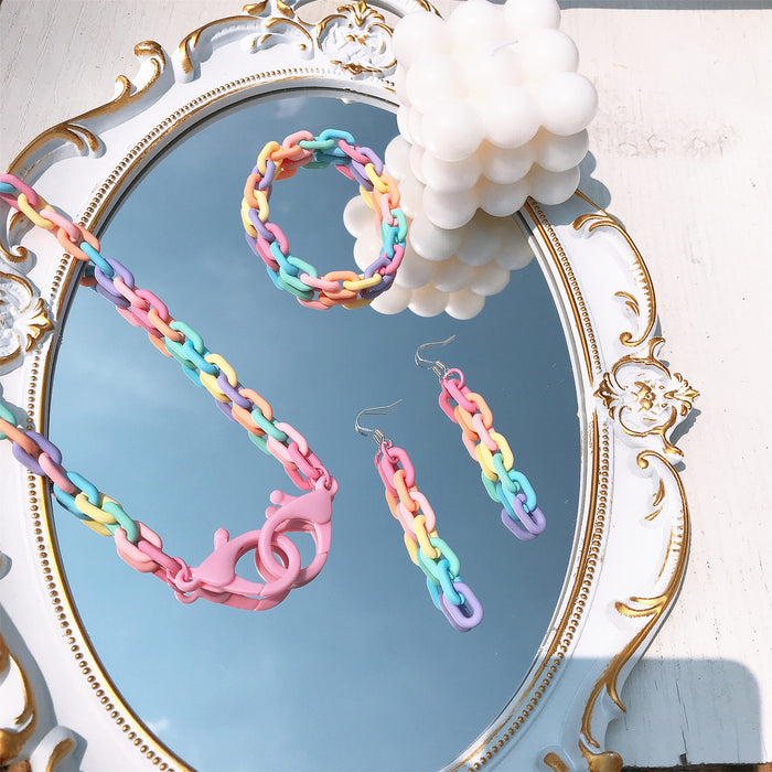 Acrylic matte color chain candy couple bracelet