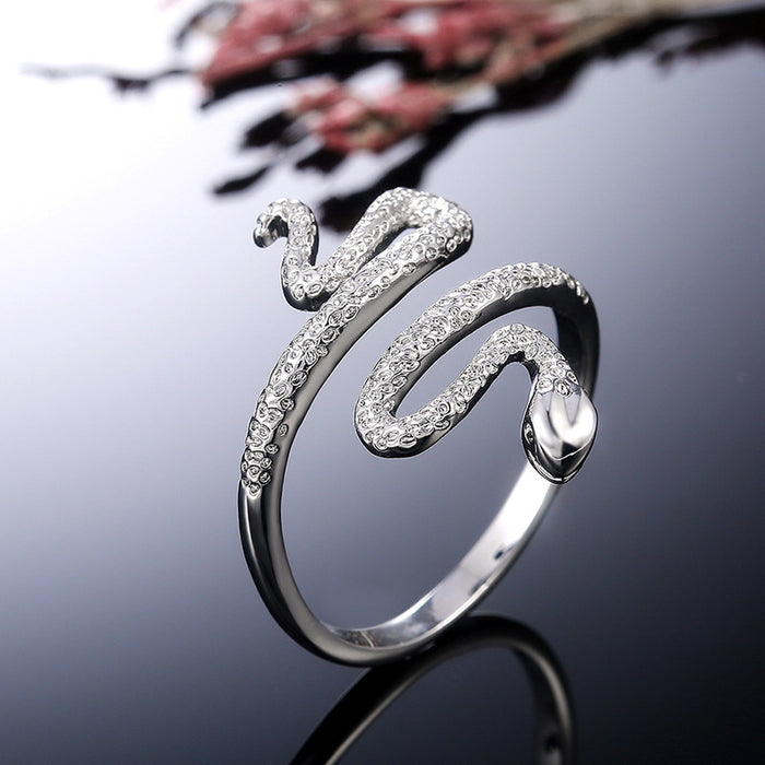 Anillo de serpiente para mujer con diseño exagerado estilo punk